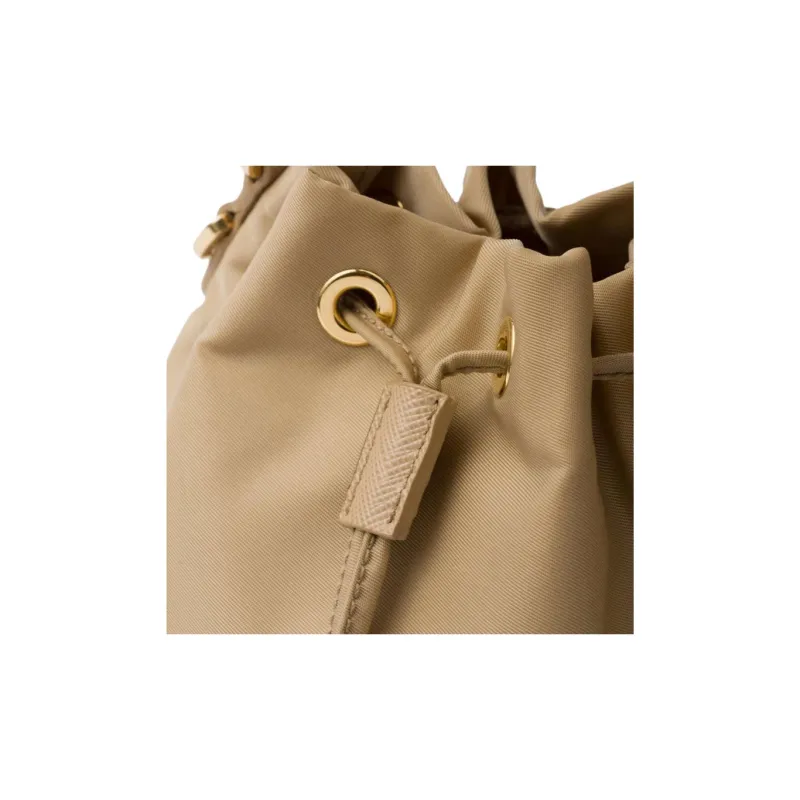 PRADA Re-EditionRe-Nylon Fabric With Leather Bucket Bags Shoulder Bag Crossbody Bag Handbag Mini Women's Camel Brown-5