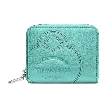 TIFFANY & CO. Return To Tiffany Collection Taurillon Leather Wallet Small Size Women's Blue