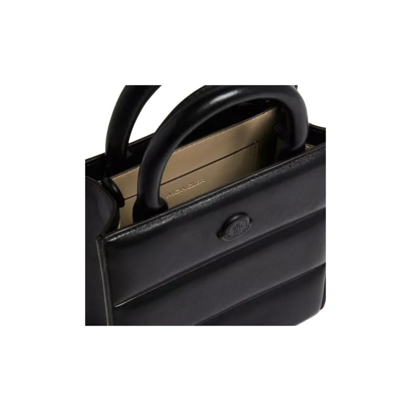 Moncler Calfskin Tote Bag Shopping Bag Shoulder Bag Crossbody Bag Handbag Mini Women's Black-4