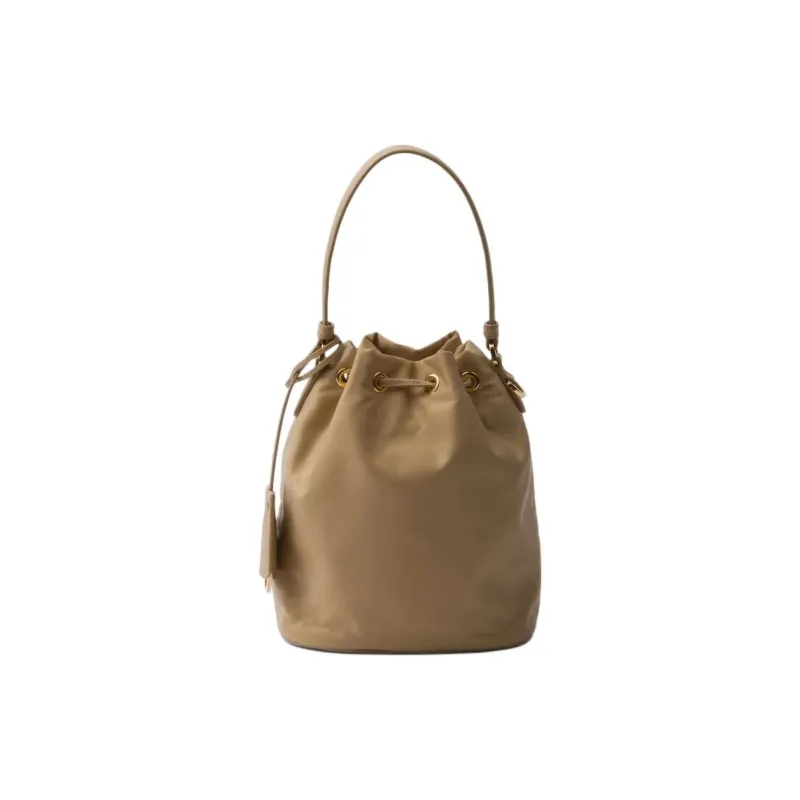PRADA Re-EditionRe-Nylon Fabric With Leather Bucket Bags Shoulder Bag Crossbody Bag Handbag Mini Women's Camel Brown-2