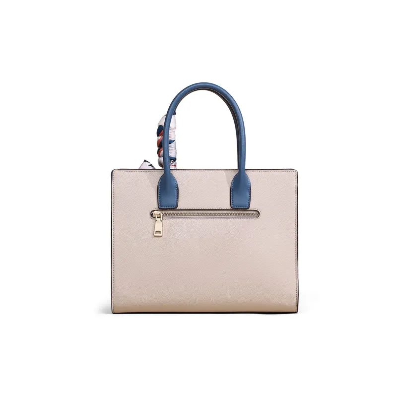 COMELY Cow Leather Patchwork Synthetic Leather Handbag Regular Women's Ecru-3