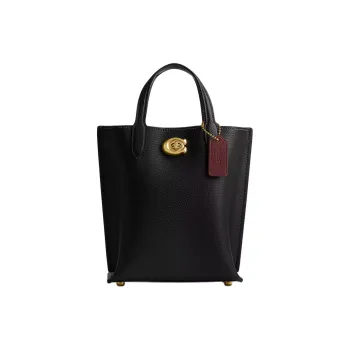 COACH Willow Polished Grain Leather Shoulder Bag, Crossbody Bag, Handbag Small Size Women's Black