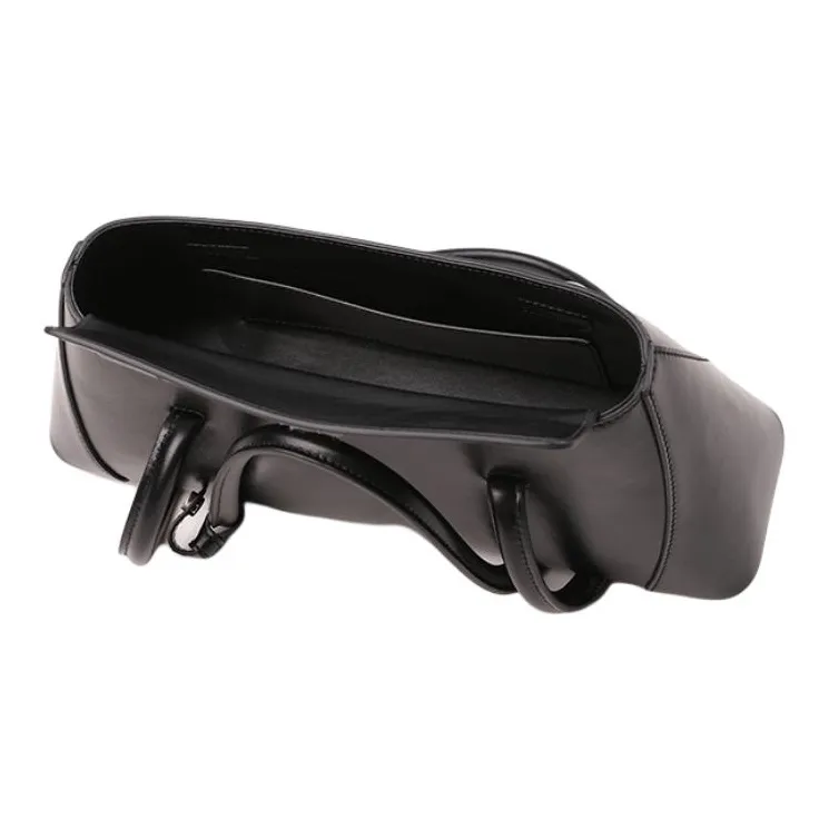 MESCOLATO Top Grain Cow Leather One Shoulder Shoulder Bag Medium Size Women's Ecru/Classic Black-5
