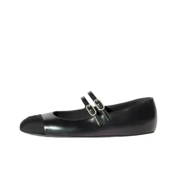 CHANEL Flat Mary Jane Shoes Women's Black