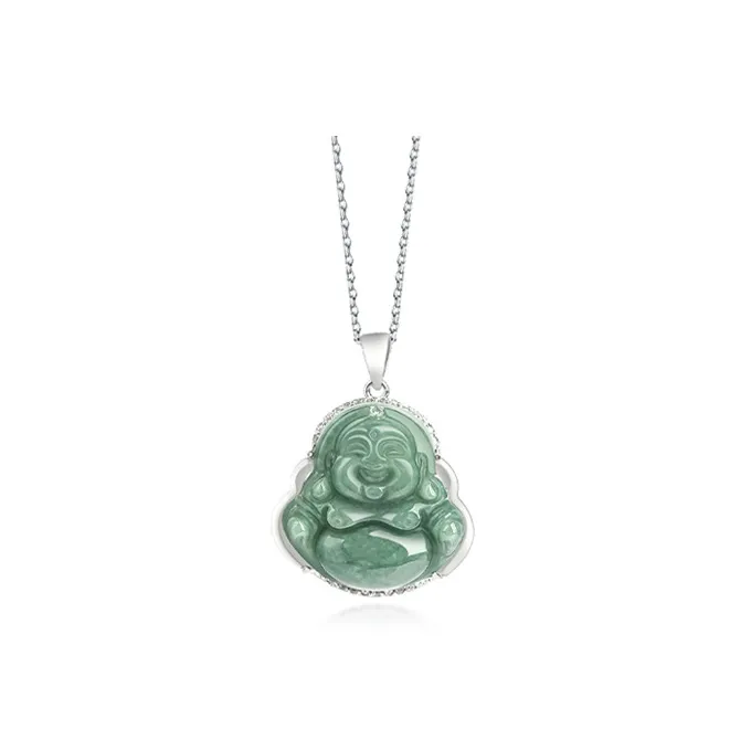MOONS FAME Bean Type Jadeite Buddha Necklace Unisex-10