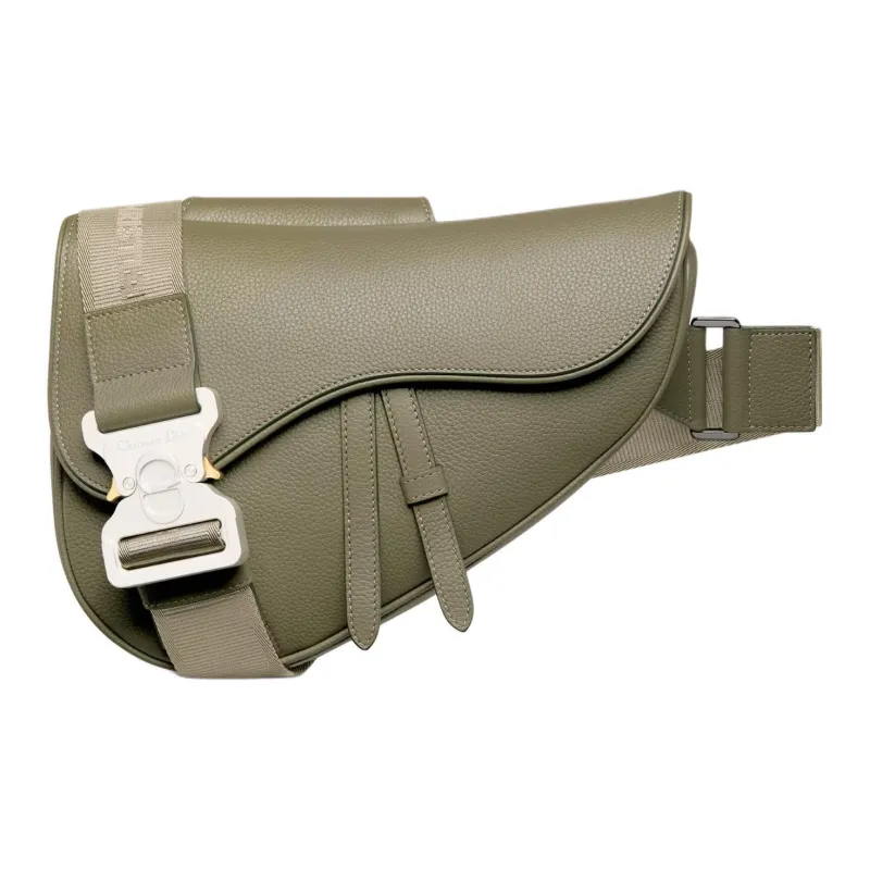 DIOR Grained Calfskin Saddle Bag Messenger Bag Crossbody Bag Shoulder Bag Men's Khaki-0