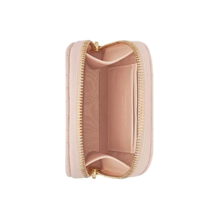 DIOR Lady Dior Lambskin Portable One Shoulder Crossbody Cell Phone Pouch Women's Light Pink-4