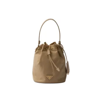 PRADA Re-EditionRe-Nylon Fabric With Leather Bucket Bags Shoulder Bag Crossbody Bag Handbag Mini Women's Camel Brown