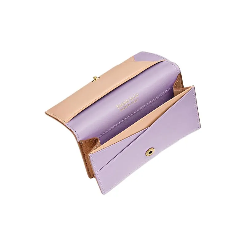 TIFFANY & CO. Leather Card Clip Card Holder Women's Tan-3