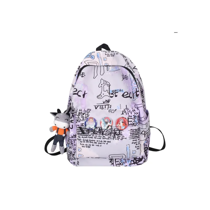 GEERDUN Nylon Backpack Regular Unisex Yellow/Purple/Green-3
