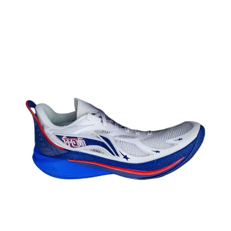 LiNing SONIC 12 PE Version Cushioned Wear Resistant Breathable Low Top Basketball Shoes Men's White Blue-1