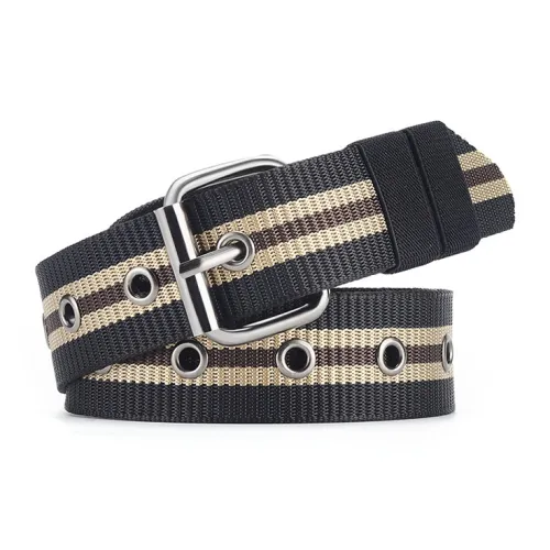 ACUC All Season Stripes Multicolor Youthful Students Pin Buckle Belt Canvas Leather Belts Unisex Width 3.8cm