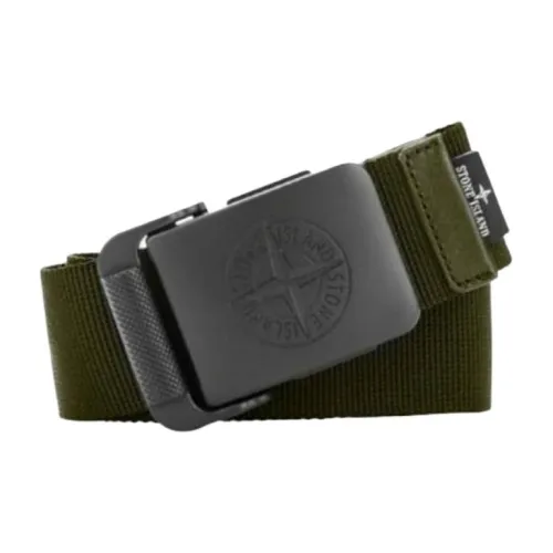 STONE ISLAND Brand Logo Smooth Buckle Belt Men's Green