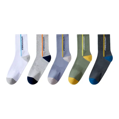 H YXIANG Mid Calf Socks Men's 5 Pack