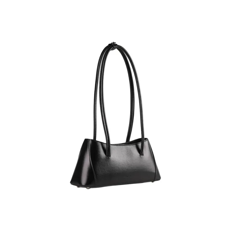 MESCOLATO Top Grain Cow Leather One Shoulder Shoulder Bag Medium Size Women's Ecru/Classic Black-3