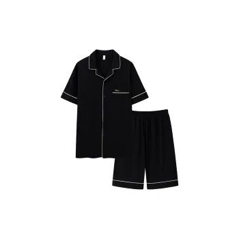 Empowering Words Shorts Short-Sleeved Pajama Set Men's Black