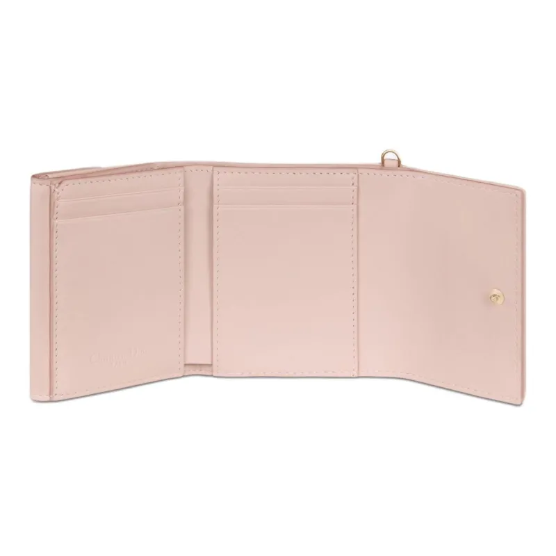 DIOR Lady Dior Soft Lambskin Handheld Card Holder Wallet Women's Light Pink-4