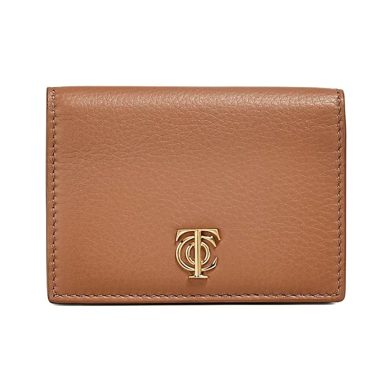 TIFFANY & CO. Leather Card Clip Card Holder Women's Tan-0