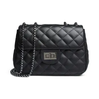 Old Man's Head Cow Split Leather Shoulder Bag Women's Black