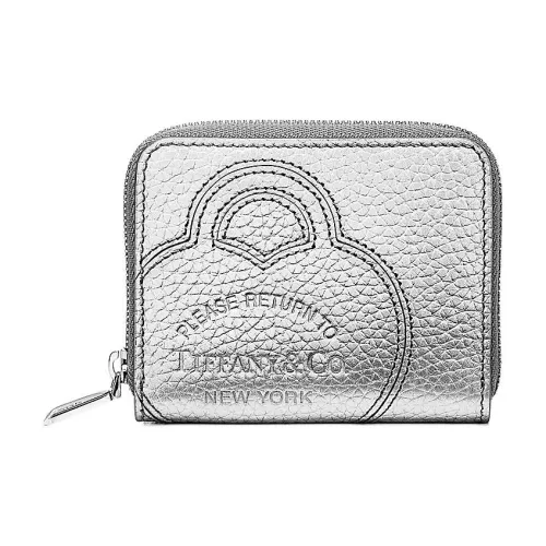 TIFFANY & CO. Return To Tiffany Collection Taurillon Leather Wallet Small Size Women's Silver