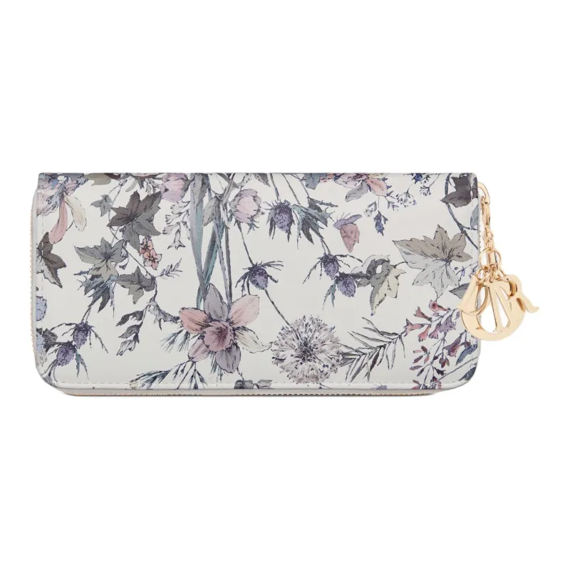 DIOR Lady Dior Calfskin Wallet Women's White & Multicolor-2