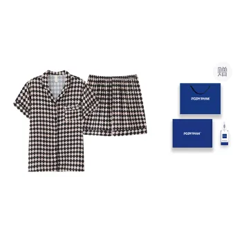 Floating Light Islands Pajama Set Women's Gift Box Set Black Gray Color