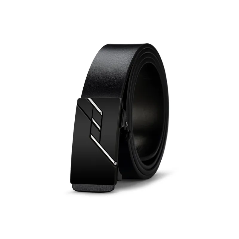NIUMJ Automatic Buckle, No Button Inside, Business Belt, Business, Suit Trouser Belt Cow Leather Belts Men's 3.3cm-4