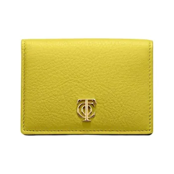 TIFFANY & CO. Leather Card Clip Card Holder Women's Yellow Green