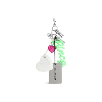 Balenciaga Calfskin Brass With Lambskin And Silicone Keychains Women's Multicolor