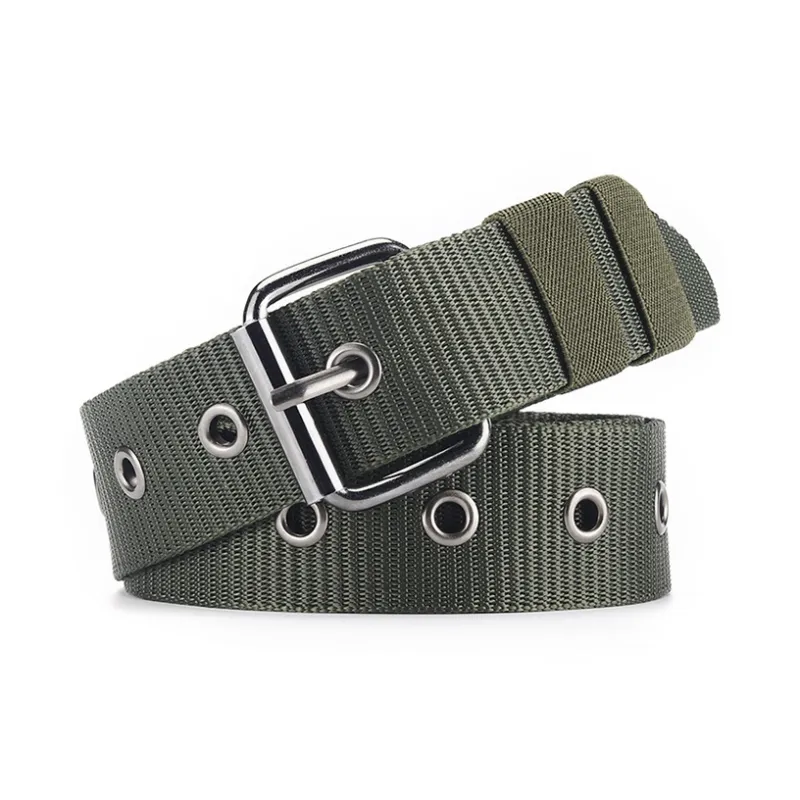 ACUC All Season Solid Color Canvas Youth Versatile Pin Buckle Belt Belt Width  3.8cm Unisex-4