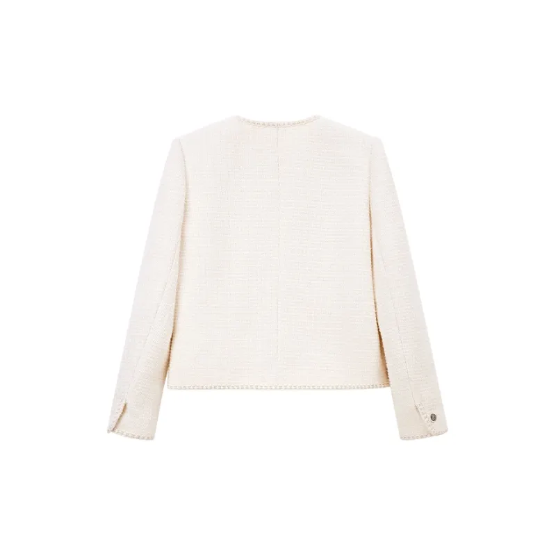 Pit Cropped Coats Women's Light Beige White-1