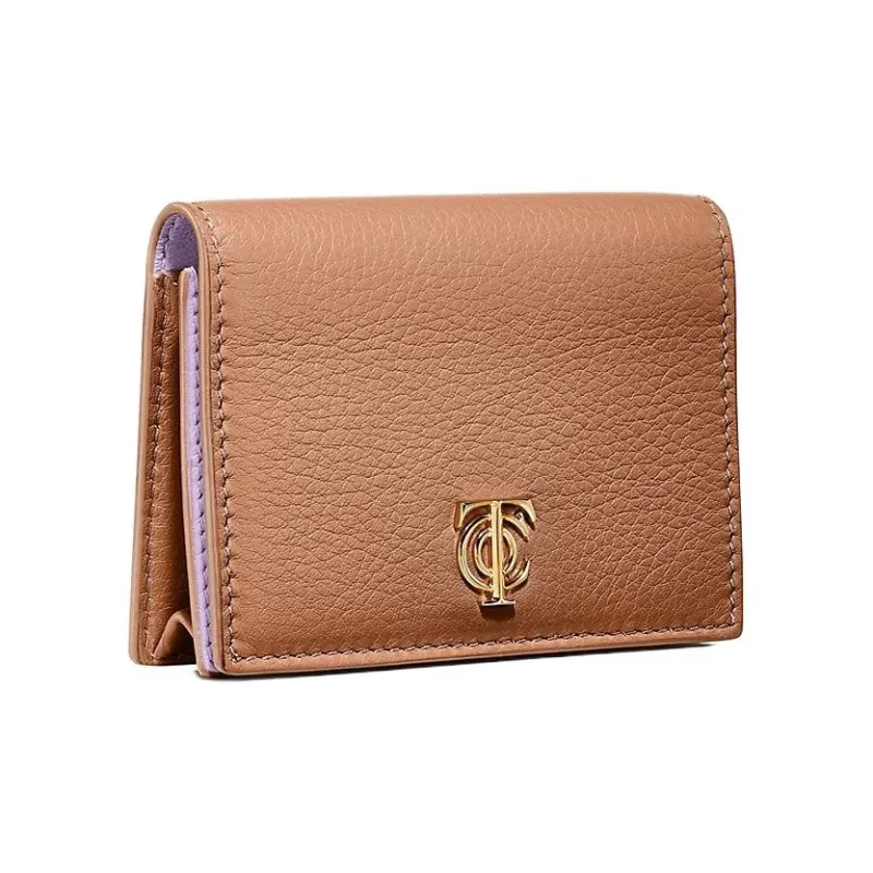 TIFFANY & CO. Leather Card Clip Card Holder Women's Tan-1