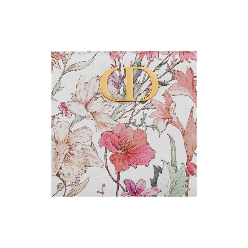 DIOR Caro Calfskin Wallet Women's White & Multicolor-5
