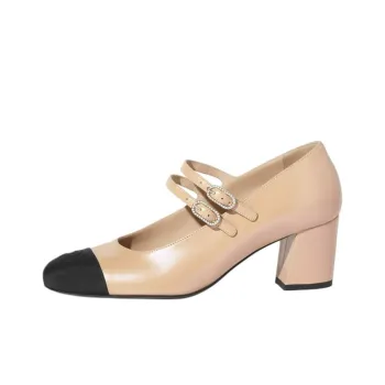 CHANEL Chunky Heel Mary Jane Shoes 6cm Women's Pink