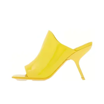 FERRAGAMO Genuine Leather Sole Slide Slippers Women's Yellow