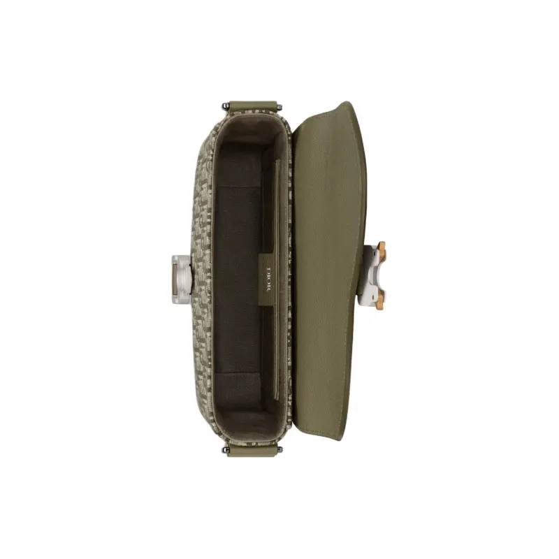 DIOR Oblique Print Grained Cow Leather Saddle Bag Messenger Bag Crossbody Bag Shoulder Bag Men's Khaki-4