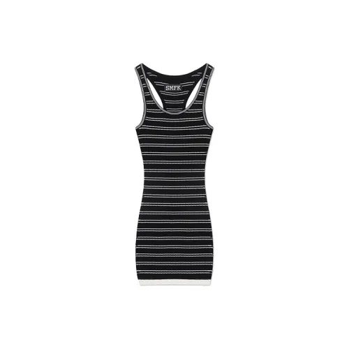 SMFK Sleeveless Dresses Women's Black Stripes