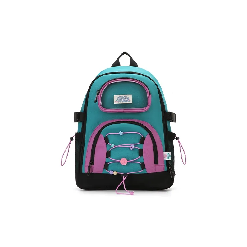 VANWALK Fabric Backpack Regular Unisex Yellow/Green/Blue-4