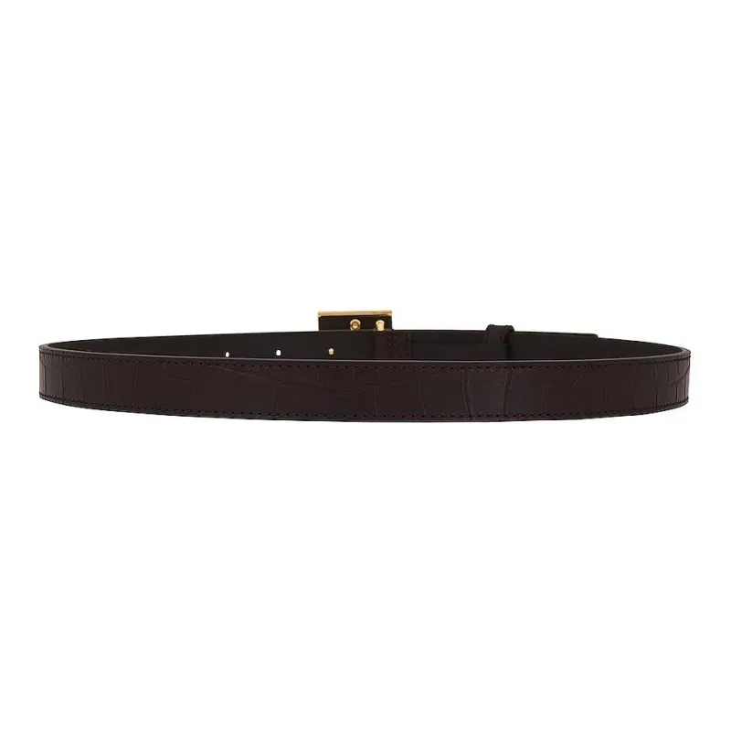 GIVENCHY Letter Logo Leather Belts Women's Black Width  2CM-1