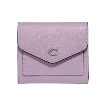 COACH Wyn Grained Leather Coin Purses Wallets Mini Women's Light Purple