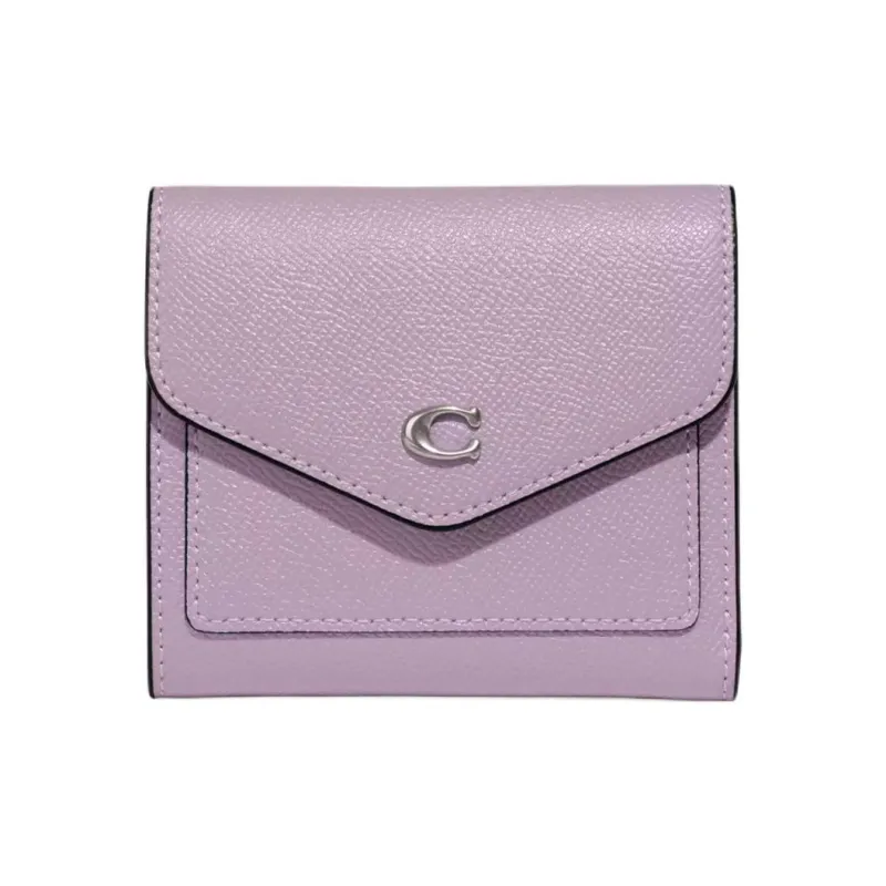 COACH Wyn Grained Leather Coin Purses Wallets Mini Women's Light Purple-0