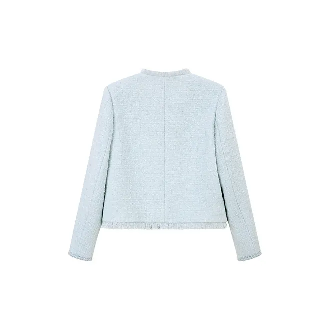 Pit Cropped Coats Women's Blue-1