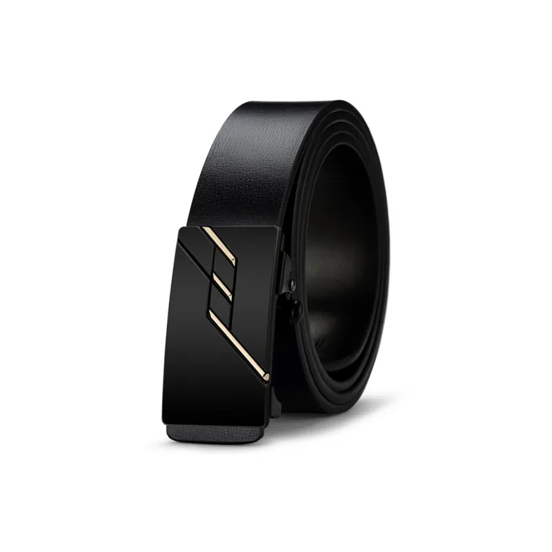 NIUMJ Automatic Buckle, No Button Inside, Business Belt, Business, Suit Trouser Belt Cow Leather Belts Men's 3.3cm-0