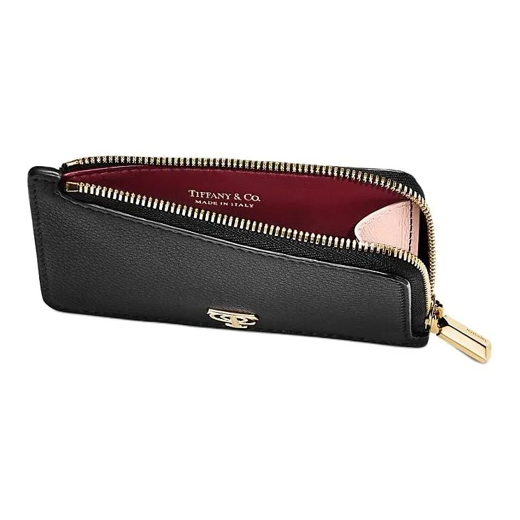 TIFFANY & CO. Leather Card Holder Women's Black-3
