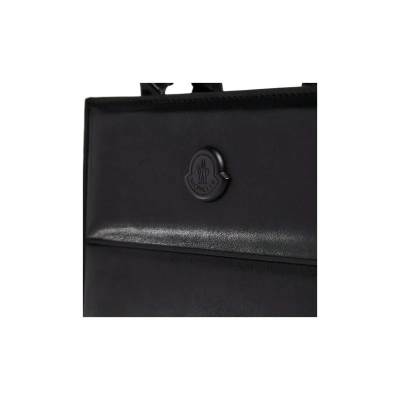 Moncler Calfskin Tote Bag Shopping Bag Shoulder Bag Crossbody Bag Handbag Mini Women's Black-3