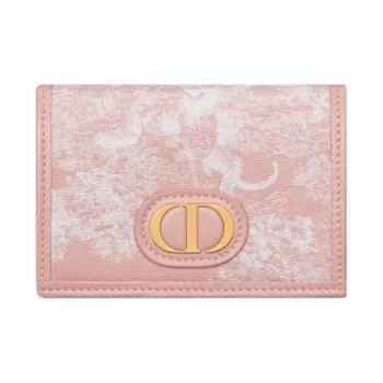 DIOR 30 Montaigne Jacquard Fabric Wallet Women's Pink