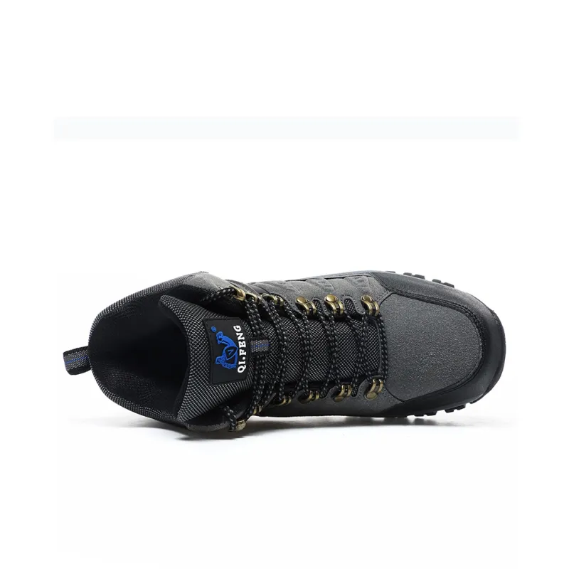GESENLANG Anti Slip Wear Resistant Water Resistant Impact Resistant Mid Top Trekking Shoes Men's Gray-3