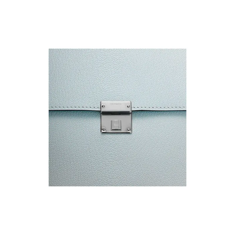 HERMES Clic Mysore Goat Skin Crossbody Bag, Shoulder Bag Women's T0 Bleu Brume Dusty Blue-10