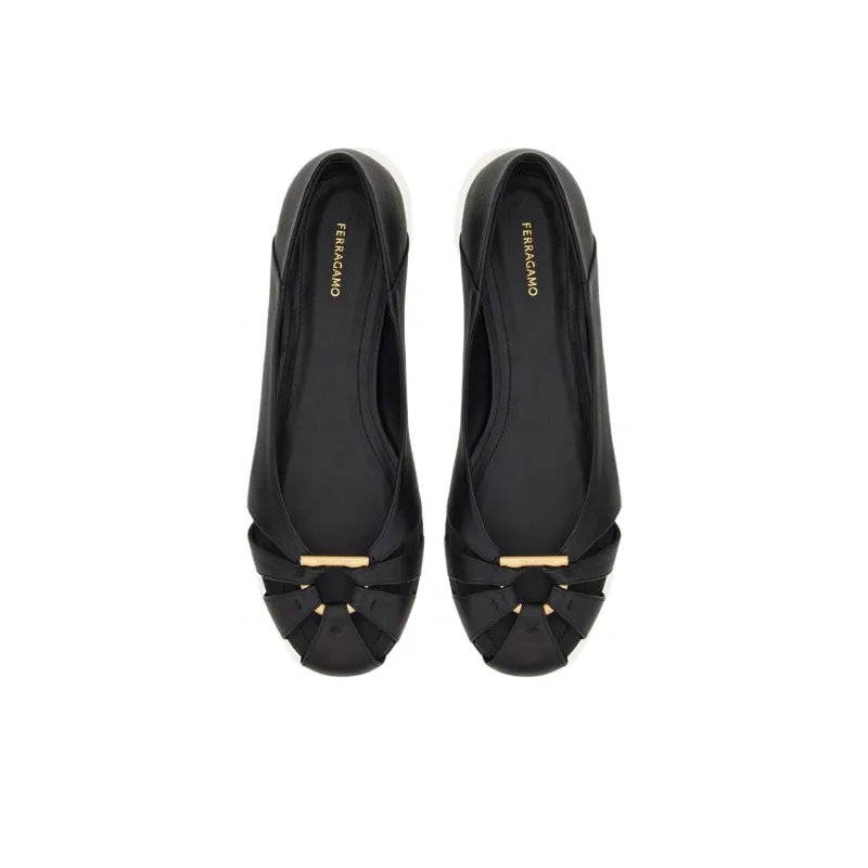 FERRAGAMO Gancini Ornament Flat Ballerina Shoes-3