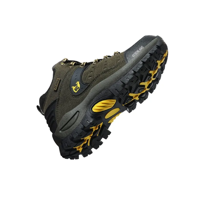 GESENLANG Anti Slip Wear Resistant Water Resistant Impact Resistant High Top Hiking Shoes Men's Dark Green-2